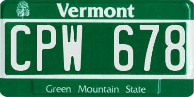VT license plate CPW678