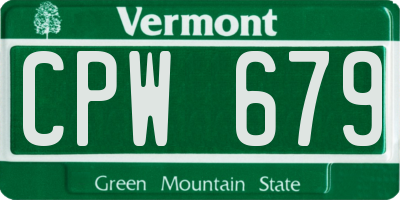 VT license plate CPW679