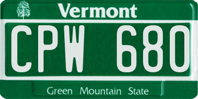 VT license plate CPW680