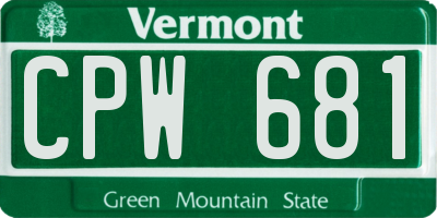 VT license plate CPW681
