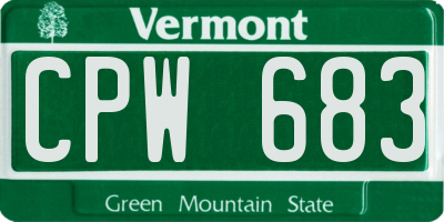 VT license plate CPW683