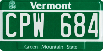 VT license plate CPW684