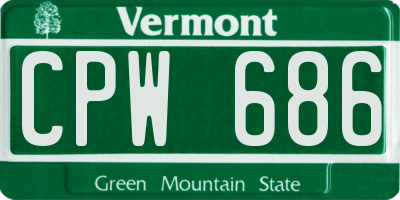 VT license plate CPW686