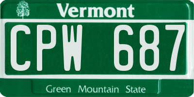 VT license plate CPW687