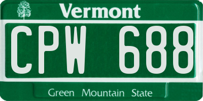 VT license plate CPW688