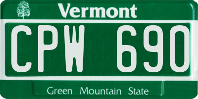VT license plate CPW690