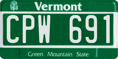 VT license plate CPW691