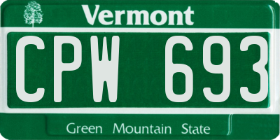 VT license plate CPW693