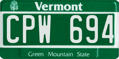 VT license plate CPW694
