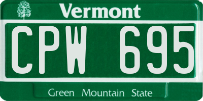 VT license plate CPW695