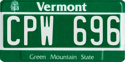 VT license plate CPW696