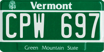 VT license plate CPW697