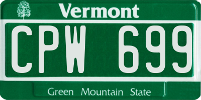 VT license plate CPW699