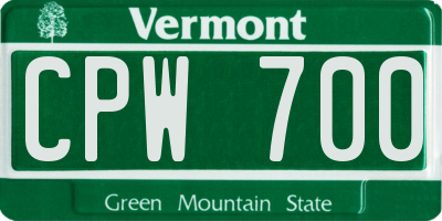 VT license plate CPW700