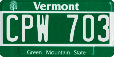 VT license plate CPW703