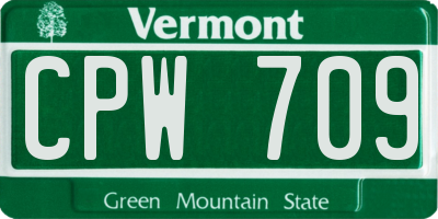 VT license plate CPW709