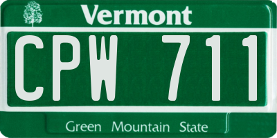VT license plate CPW711