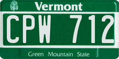 VT license plate CPW712