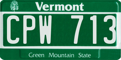 VT license plate CPW713