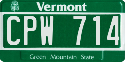 VT license plate CPW714