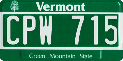 VT license plate CPW715