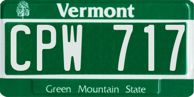 VT license plate CPW717