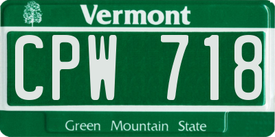 VT license plate CPW718