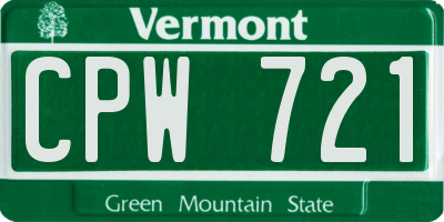 VT license plate CPW721