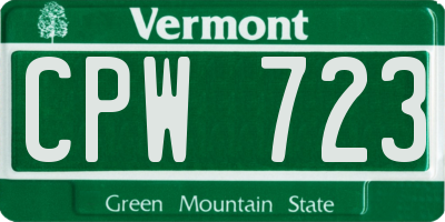 VT license plate CPW723