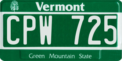 VT license plate CPW725