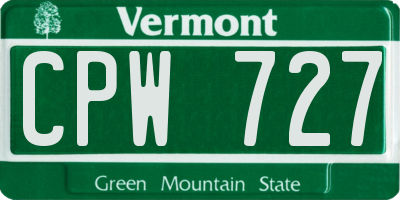 VT license plate CPW727