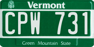 VT license plate CPW731