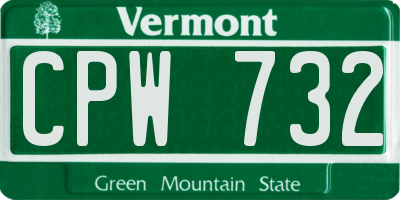 VT license plate CPW732