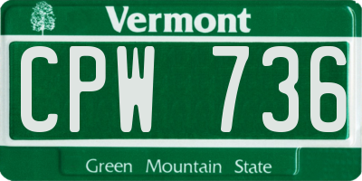 VT license plate CPW736
