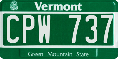 VT license plate CPW737