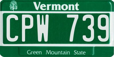 VT license plate CPW739