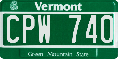 VT license plate CPW740