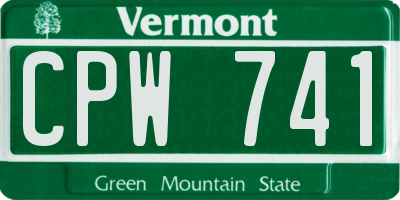 VT license plate CPW741