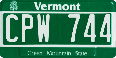 VT license plate CPW744