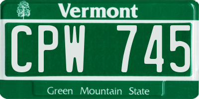 VT license plate CPW745