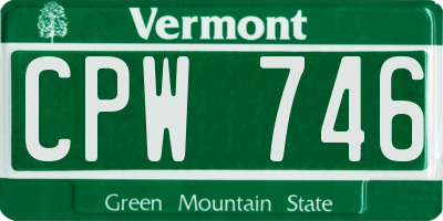 VT license plate CPW746