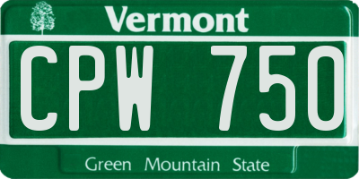 VT license plate CPW750