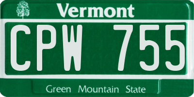 VT license plate CPW755