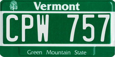 VT license plate CPW757
