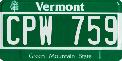 VT license plate CPW759