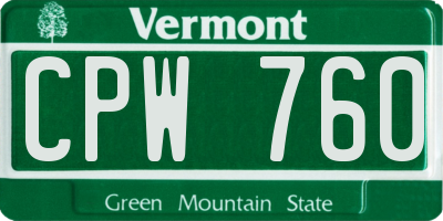 VT license plate CPW760