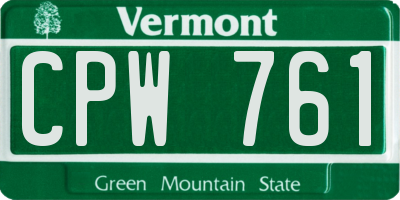 VT license plate CPW761