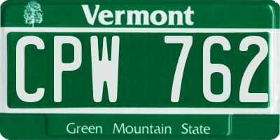 VT license plate CPW762