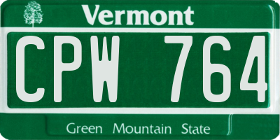 VT license plate CPW764