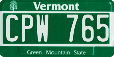 VT license plate CPW765